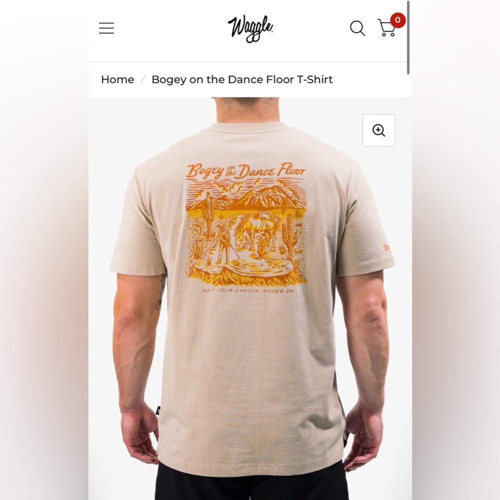 Waggle Men's Beige Bogey On The Dance Floor Graphic T-Shirt